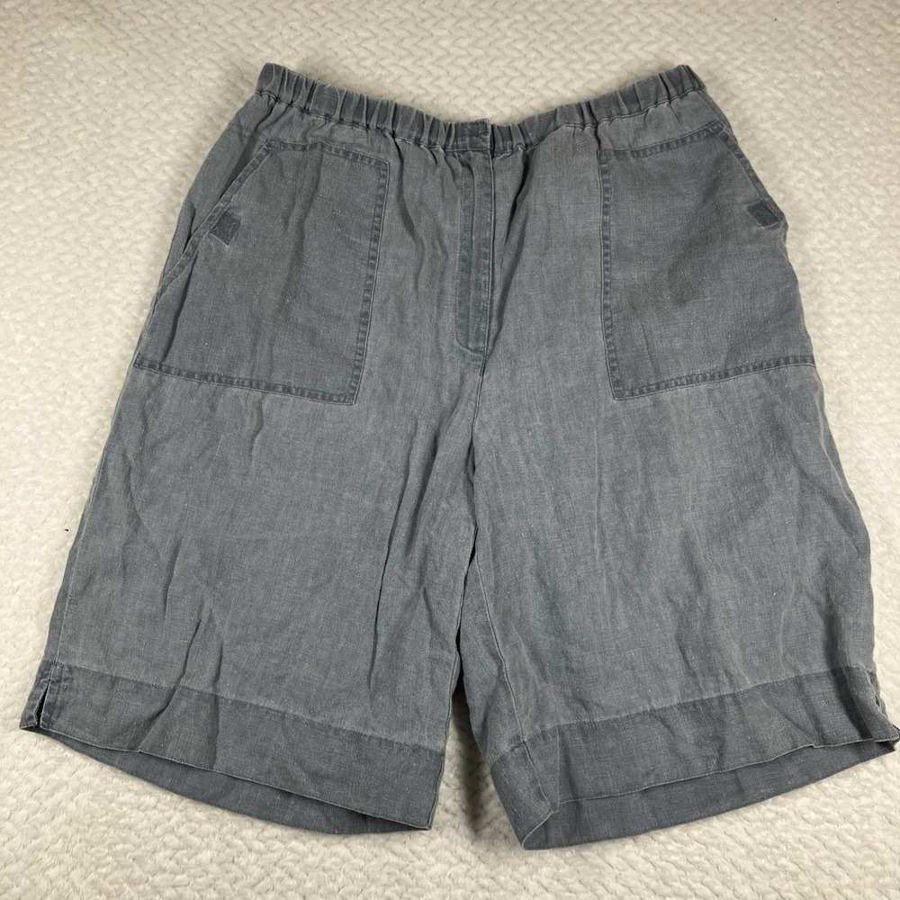 Vintage Y2K 90s Valerie Stevens Women's 100% Linen Gray Dad Casual Shorts Sz 10‎
